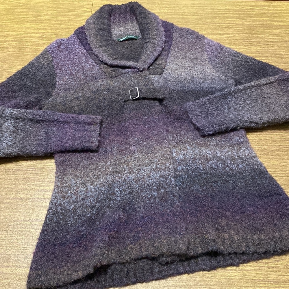Woolrich Grape Space Dye Pattern Long Length Cardigan Sweater Size M
